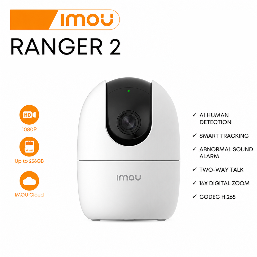 IMOU Ranger 2 5MP 3K Indoor Smart Security Camera – Pan & Tilt Wi-Fi Camera with Night Vision & Smart Tracking