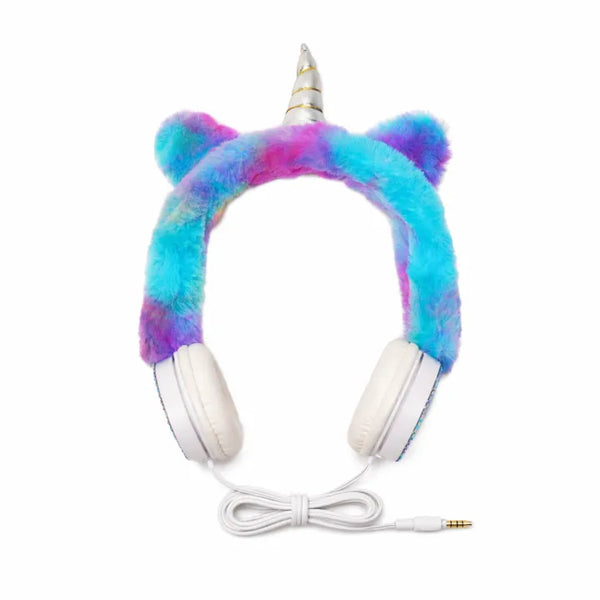 Fluffy Unicorn Wired Headphones for Girls