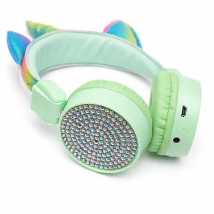 Mint Unicorn Bluetooth Headphones For Girls